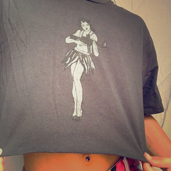 MagPul Grey Armed Woman Crop Top - Picture 1 of 7